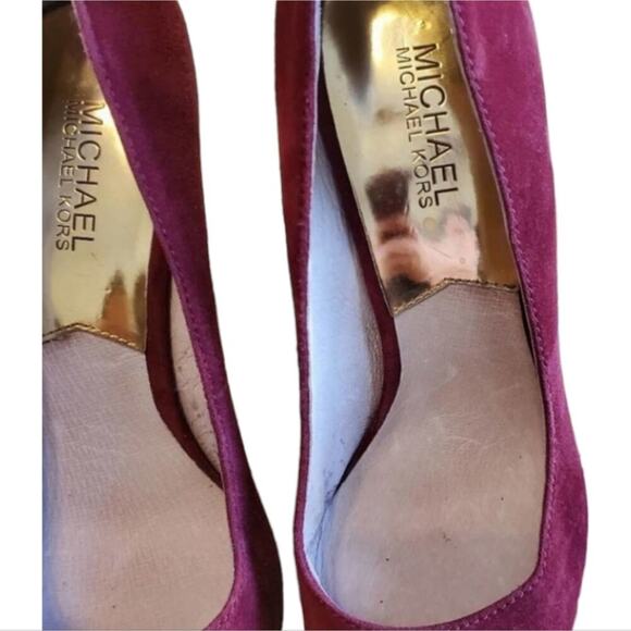 Michael Kors cranberry suede leather Platform stilettos heels pumps shoes size 9 - Picture 10 of 12